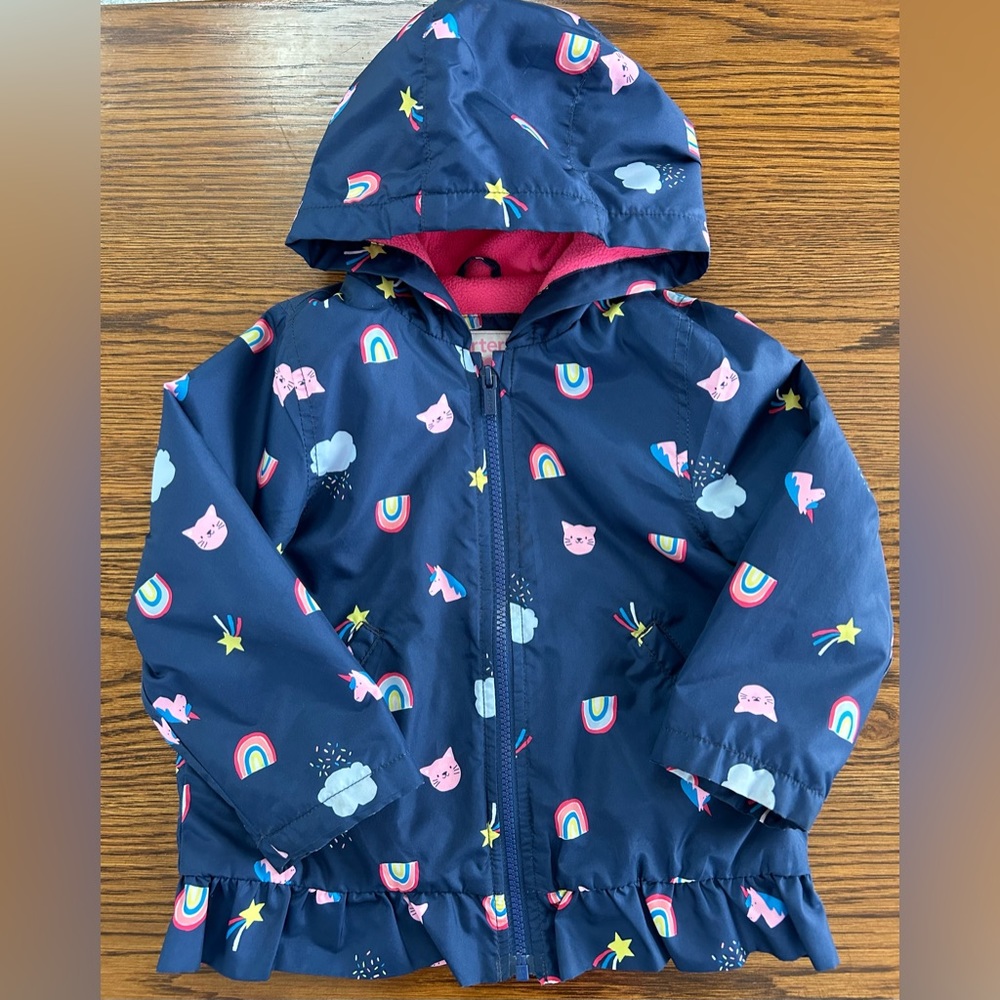 4T Toddler Girl Fleece Lined Raincoat